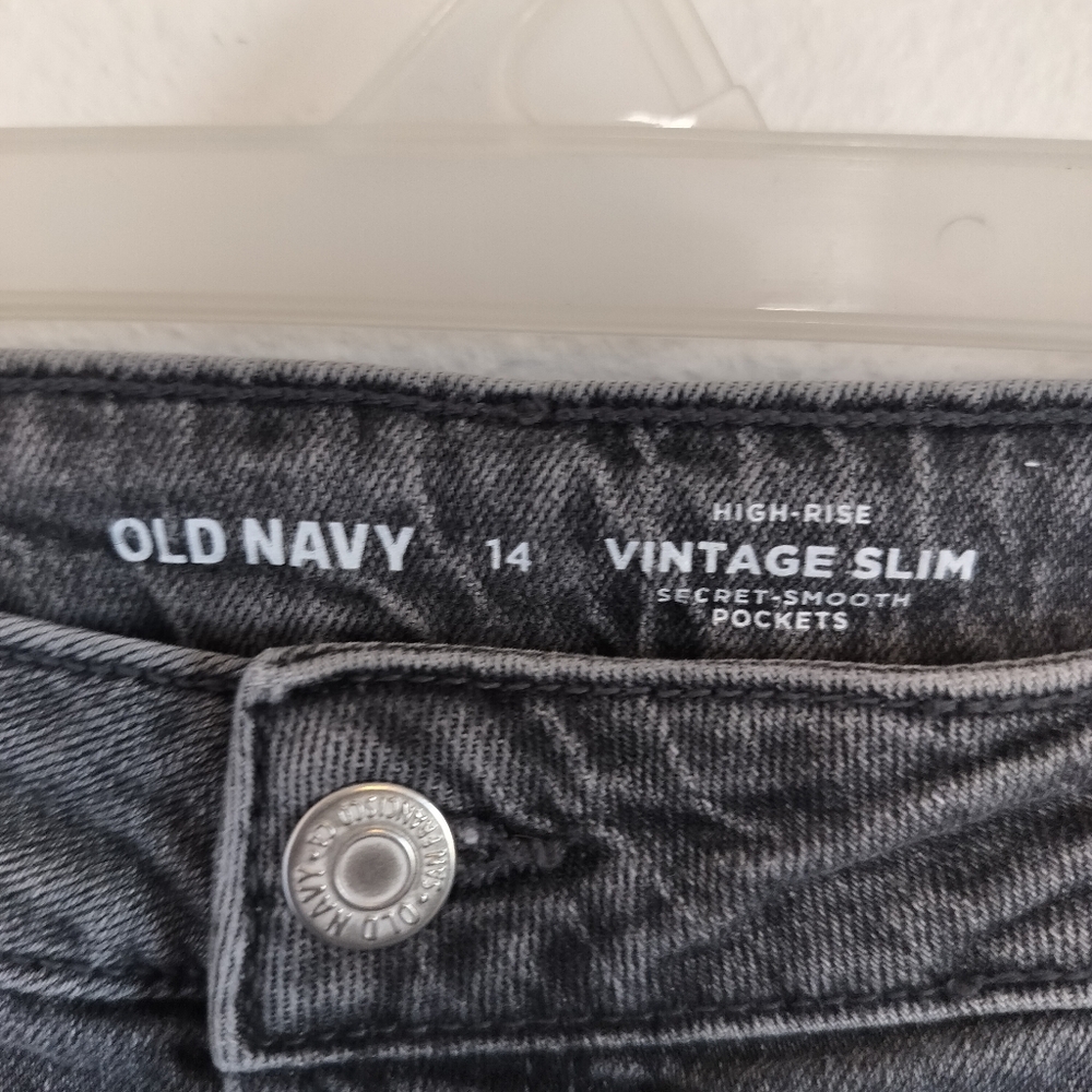 Old Navy Womens High Rise Vintage Slim Size 14 Grey Denim Grunge Minimalist - Picture 2 of 8